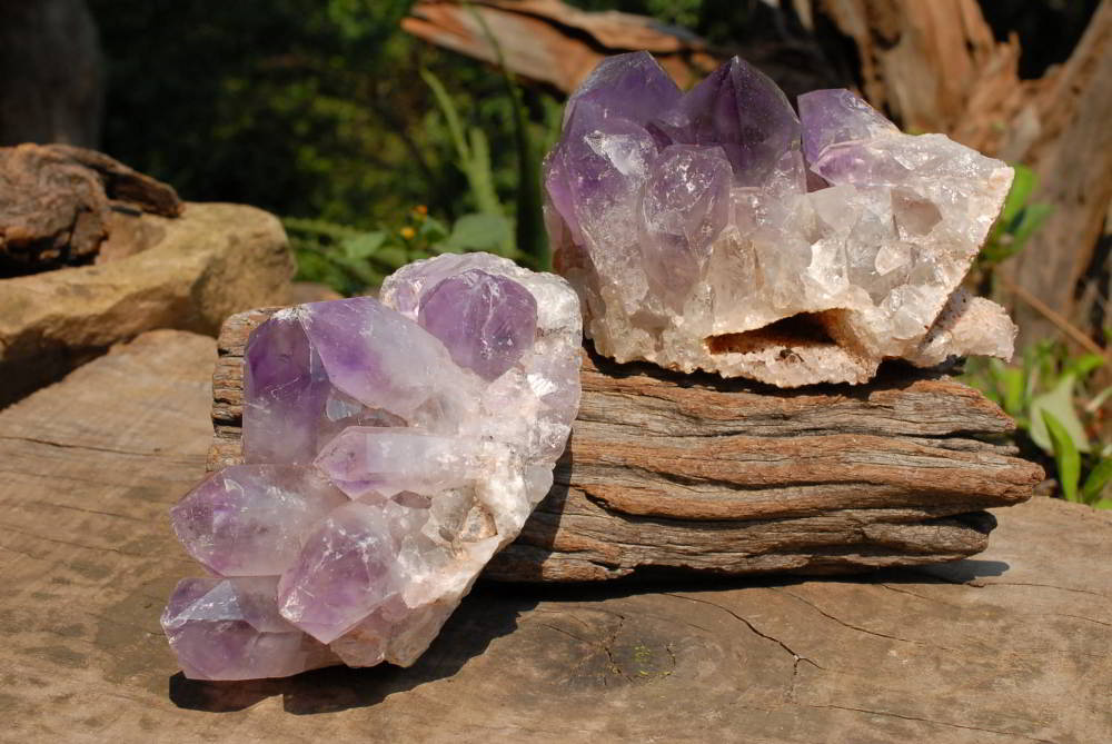 Natural Medium Sized Amethyst Clusters x 2 From Mumbwe, Zambia - TopRock