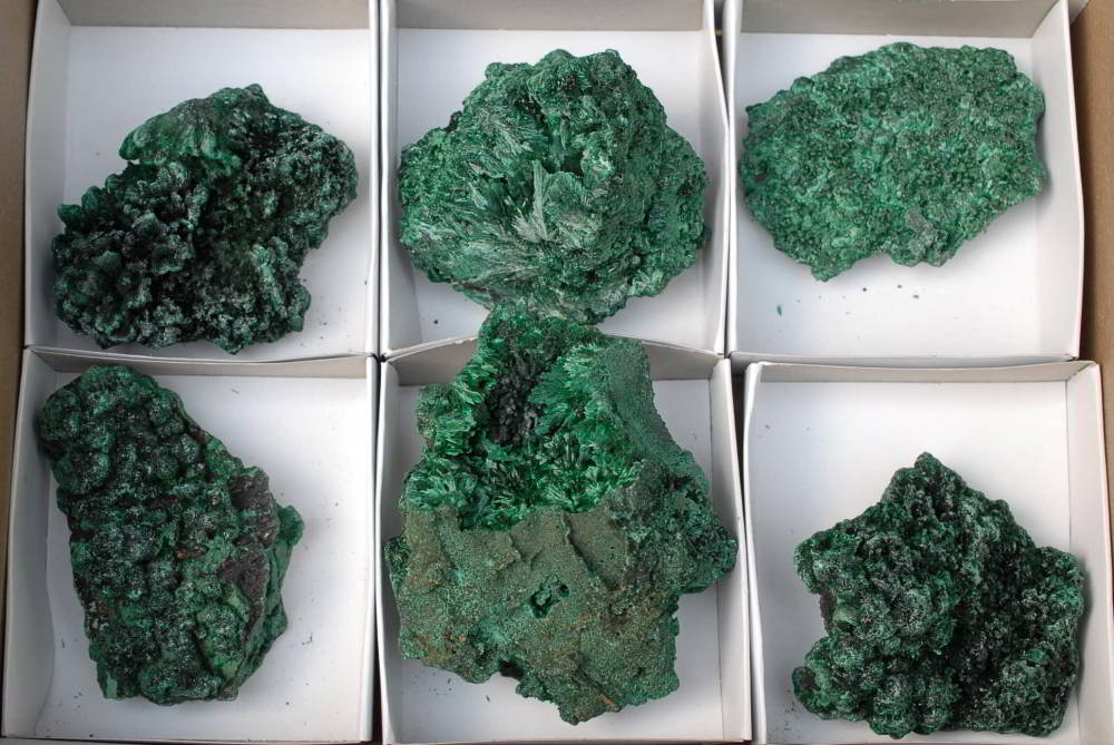 Natural Malachite Specimens x 6 From Kasompe, Congo - TopRock