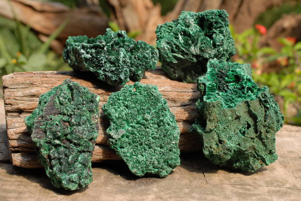 Natural Malachite Specimens x 6 From Kasompe, Congo - TopRock