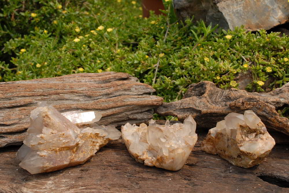 Natural Hematoid Quartz Clusters x 2 With Shaped Bases x 3 From Karoi, Zimbabwe - TopRock