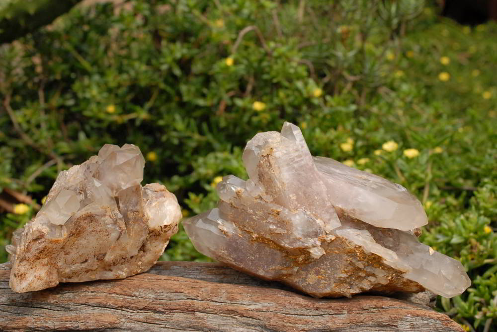 Natural Hematoid Quartz Clusters x 2 With Shaped Bases x 3 From Karoi, Zimbabwe - TopRock