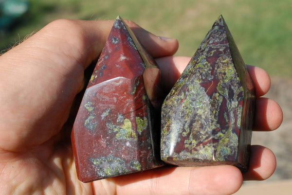 Polished Bastite Dragon Bloodstone Crystal Points x 6 From Tshipise, South Africa - TopRock