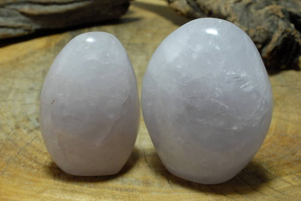 Polished NEW Blue Rose Quartz Standing Free Forms x 2 From Antsirabe, Madagascar - TopRock