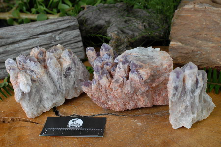 Natural Sugar Amethyst Quartz Clusters x 3 From Zambia - TopRock