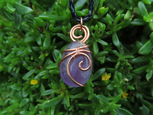 Polished Amethyst Free Forms in Copper Art Wire Wrap Pendant - sold per piece - From Madagascar - TopRock