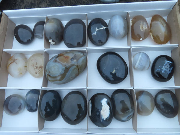 Polished Mixed Type Agate Gallets x 22 From Madagascar - TopRock