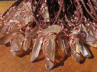 Natural Smokey Quartz Crystals with Copper Art Wire Wrap Pendant with Thong - Sold per piece - From Zimbabwe - TopRock