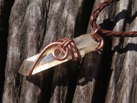 Natural Smokey Quartz Crystals with Copper Art Wire Wrap Pendant with Thong - Sold per piece - From Zimbabwe - TopRock