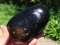 Polished Black Tourmaline Standing Free Forms With Biotite Mica Patterns x 3 From Madagascar - TopRock