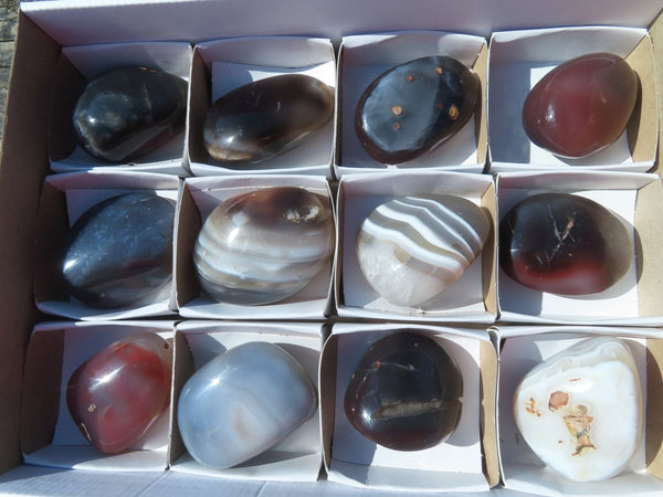 Polished Red Sashe River Agate Gallets x 12 From Zimbabwe - TopRock