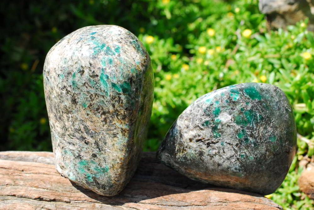 Polished Emerald In Matrix Standing Free Forms x 3 From Zimbabwe - TopRock