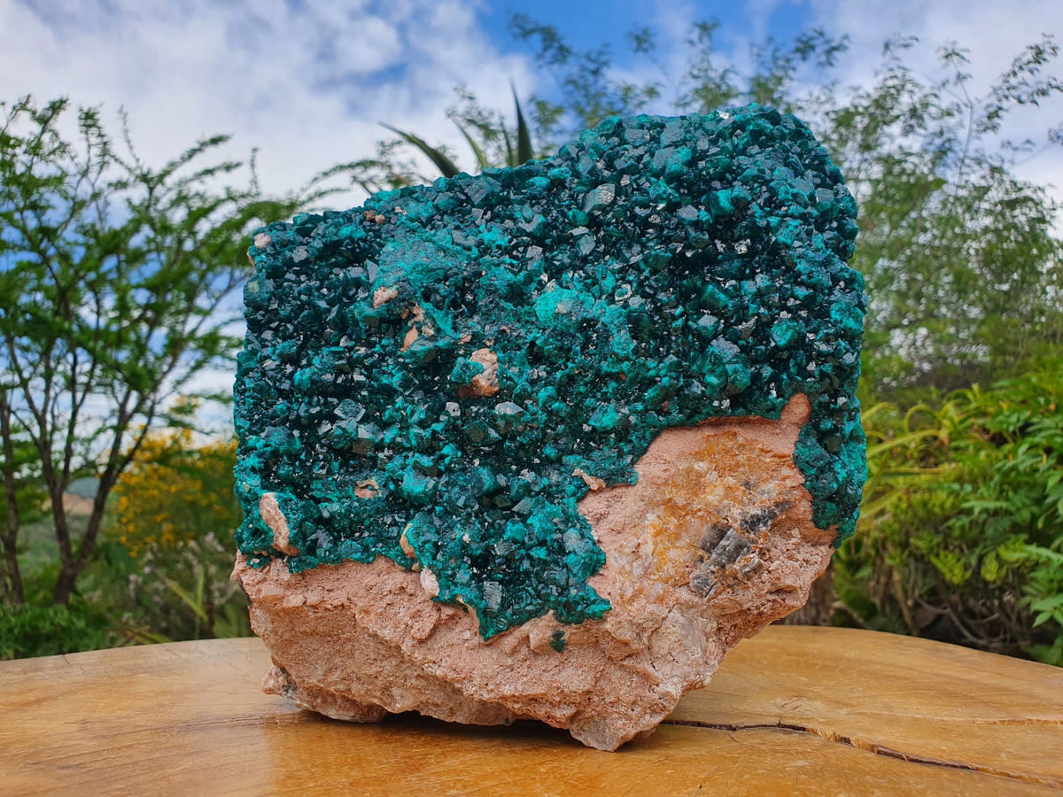 Natural XXL Classic Museum Class Specimen. Stands Nicely On Dolomite Base With 2 Sides Cover With Emerald Green Crystals x 1 From Tantara, Congo - TopRock