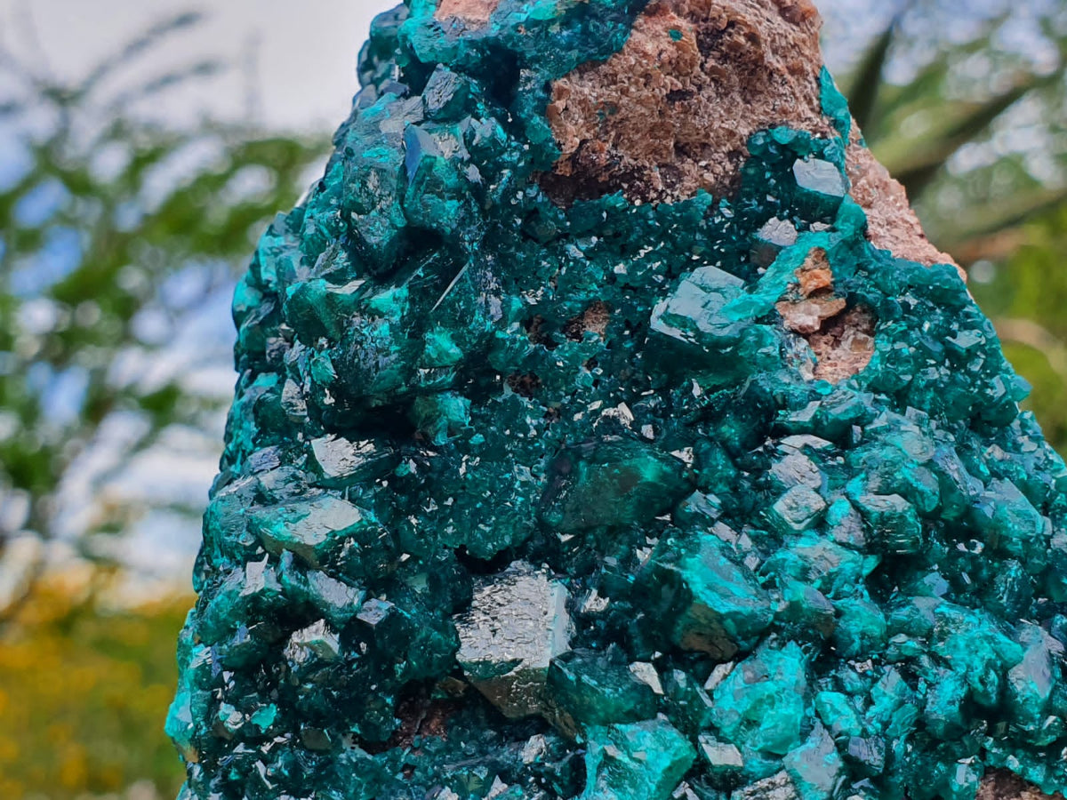 Natural XXL Classic Museum Class Specimen. Stands Nicely On Dolomite Base With 2 Sides Cover With Emerald Green Crystals x 1 From Tantara, Congo - TopRock