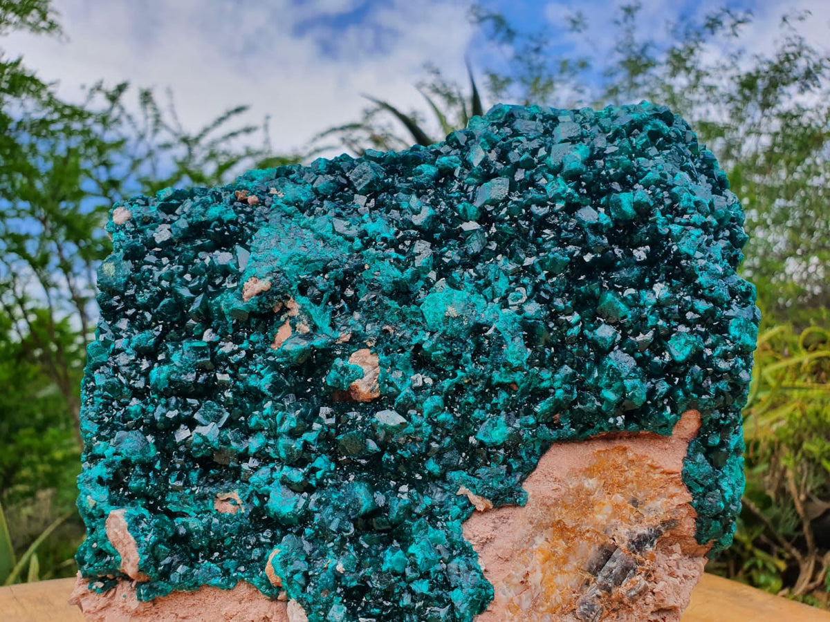 Natural XXL Classic Museum Class Specimen. Stands Nicely On Dolomite Base With 2 Sides Cover With Emerald Green Crystals x 1 From Tantara, Congo - TopRock