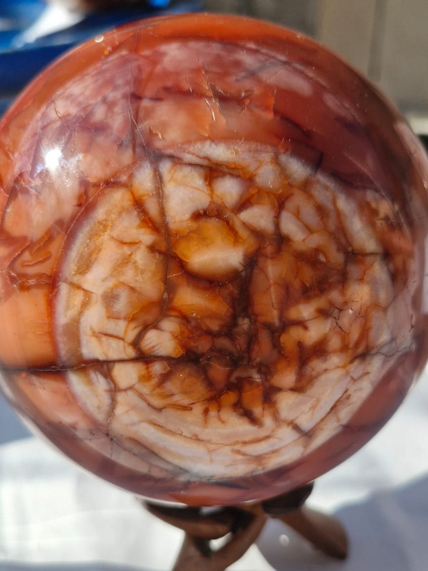 (+12 WEEKS!) Polished XL Carnelian Gemstone Sphere x 1 From Marovoay, Madagascar
