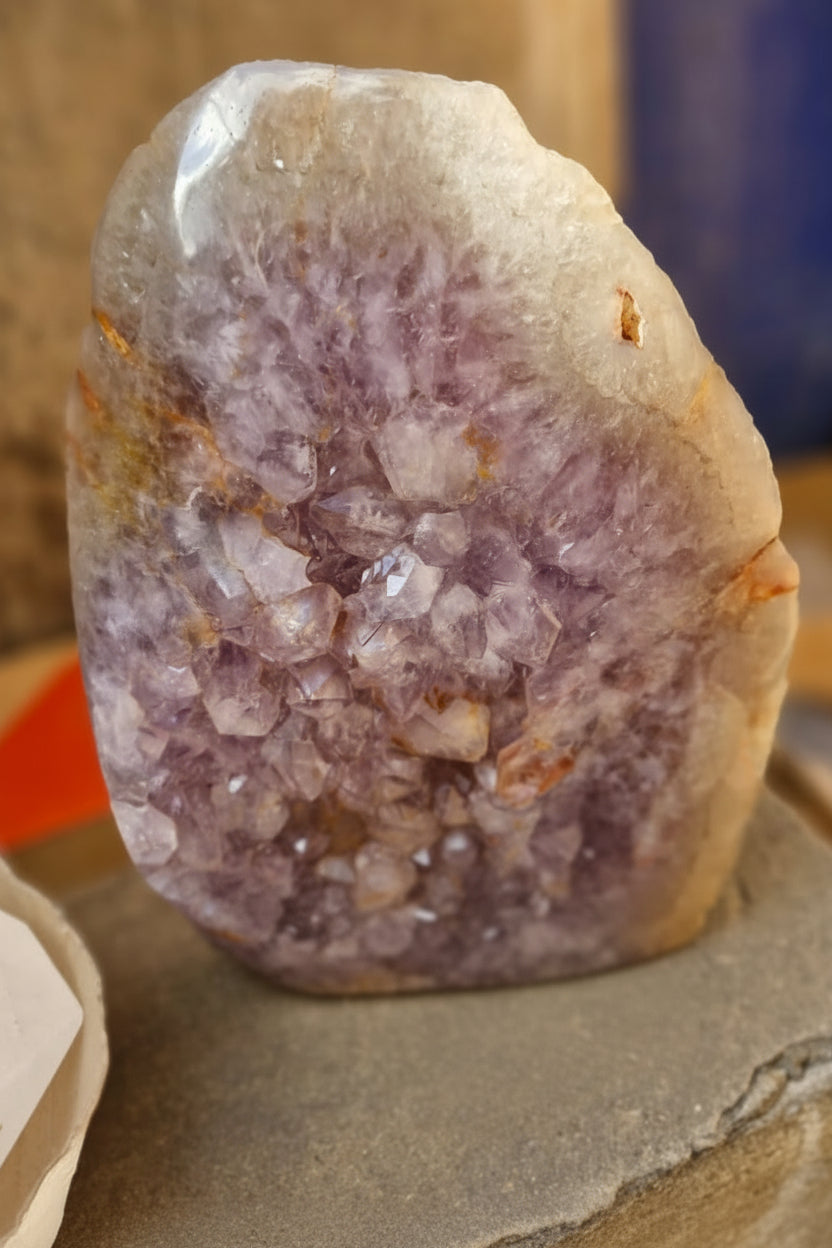 (+12 WEEKS!) Polished and Natural XL Agate with Amethyst Crystal Geode x 1 From Maintirano, Madagascar