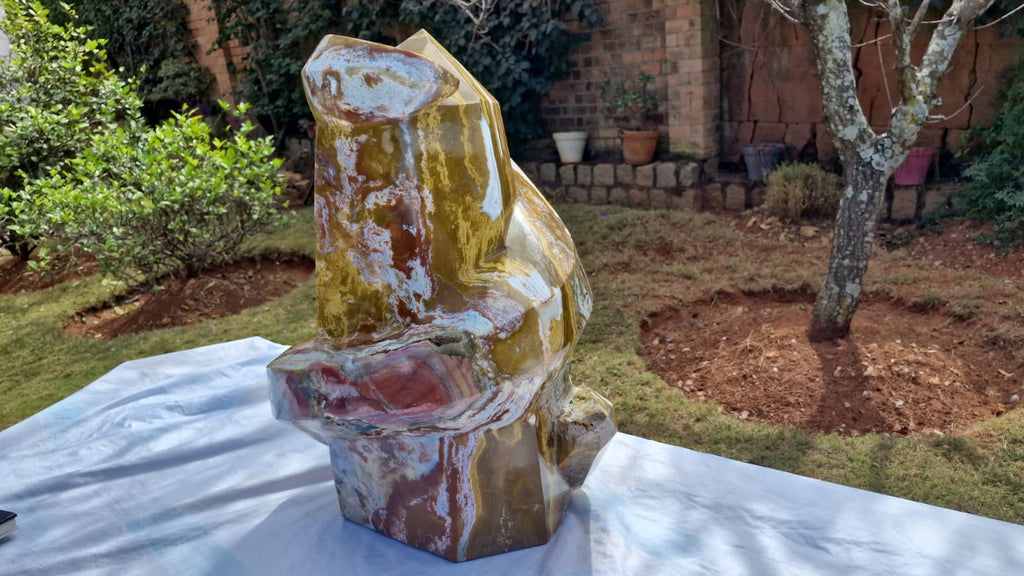 (+12 WEEKS!) Polished XXL Ocean Jasper Serpent Sculpture x 1 From Boeny, Madagascar