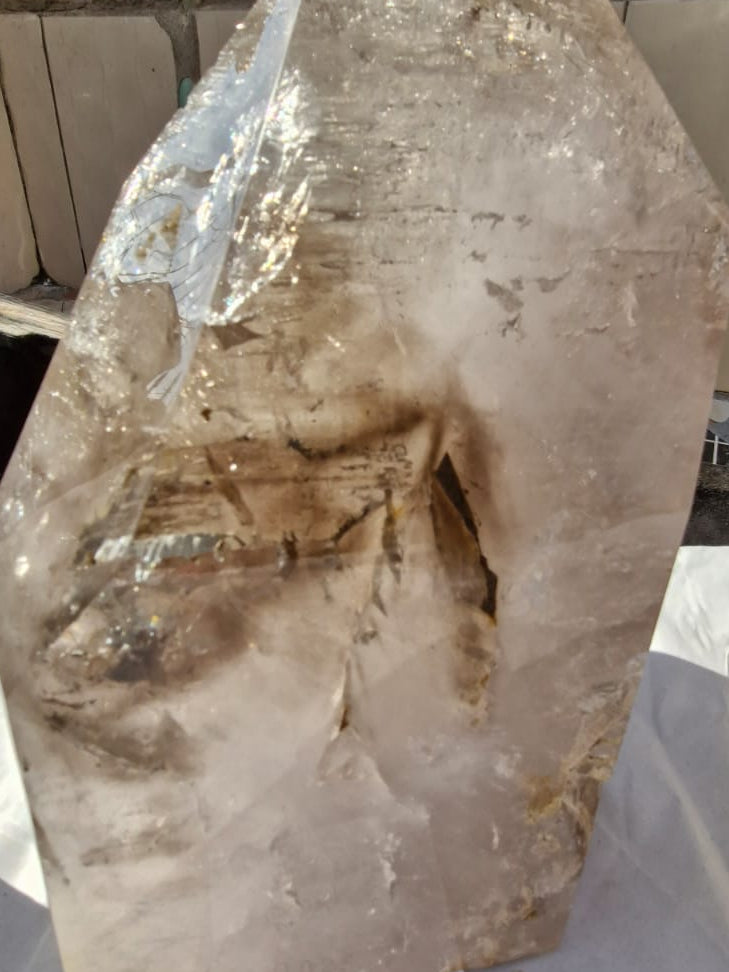 (+12 WEEKS!) Polished XL Multi Enhydro Smokey Window Quartz Crystal x 1 From Madagascar