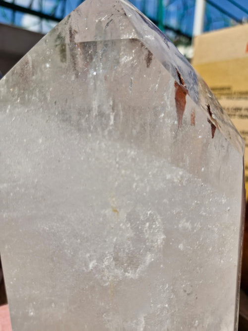 (+12 WEEKS!) Polished XL Clear Quartz Display Crystal with Chlorite Inclusions x 1 From Ambatondrazaka, Madagascar