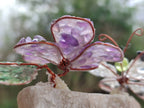 Hand Made Medium Gemstone Butterfly With Rose - Pink Red White - sold per piece From South Africa - Toprock Gemstones and Minerals 