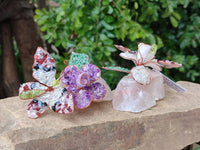 Hand Made Medium Gemstone Butterfly With Rose - Pink Red White - sold per piece From South Africa