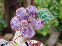 Hand Made Medium Gemstone Butterfly With Rose - Pink Red White - sold per piece From South Africa