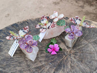 Hand Made Medium Gemstone Butterfly With Rose - Pink Red White - sold per piece From South Africa