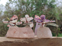 Hand Made Medium Gemstone Butterfly With Rose - Pink Red White - sold per piece From South Africa