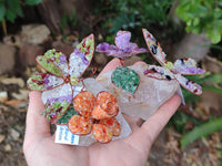 Hand Made Medium Gemstone Butterfly With Rose - Orange White Green - sold per piece - From South Africa