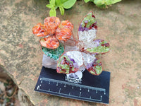 Hand Made Medium Gemstone Butterfly With Rose - Orange White Green - sold per piece - From South Africa
