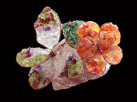 Hand Made Medium Gemstone Butterfly With Rose - Orange White Green - sold per piece - From South Africa