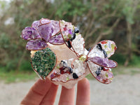 Hand Made Medium Gemstone Butterfly With Rose - Orange White Green - sold per piece - From South Africa