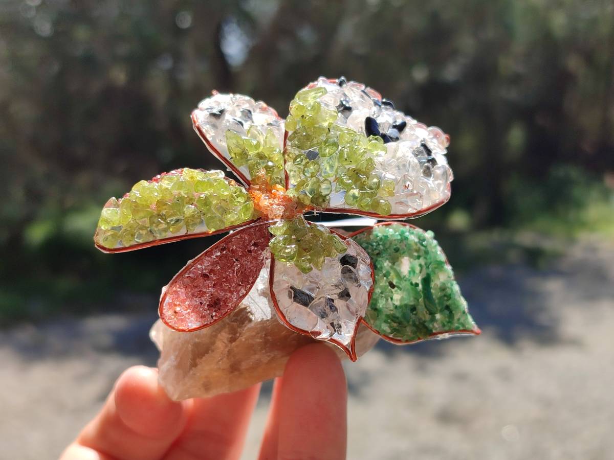 Hand Made Large Gemstone Orchid Flower - Sold Per Piece - From South Africa - Toprock Gemstones and Minerals 