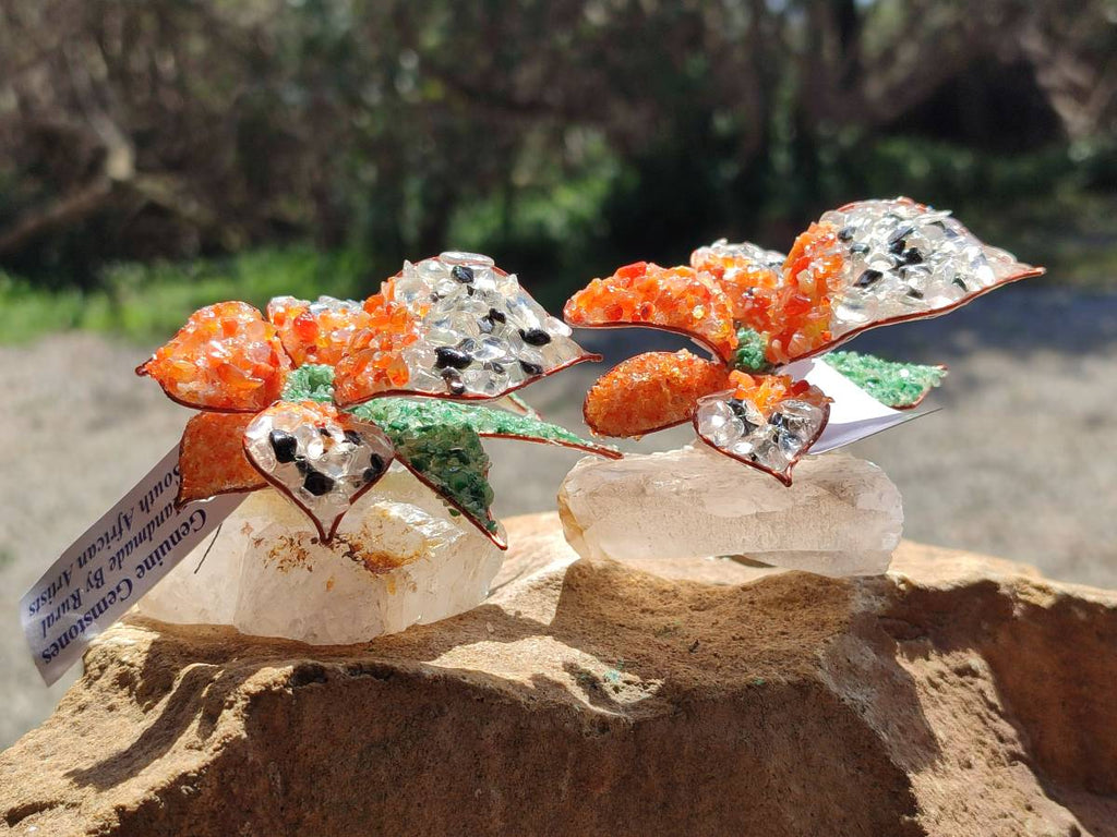 Hand Made Large Gemstone Orchid Flower - Sold Per Piece - From South Africa - Toprock Gemstones and Minerals 