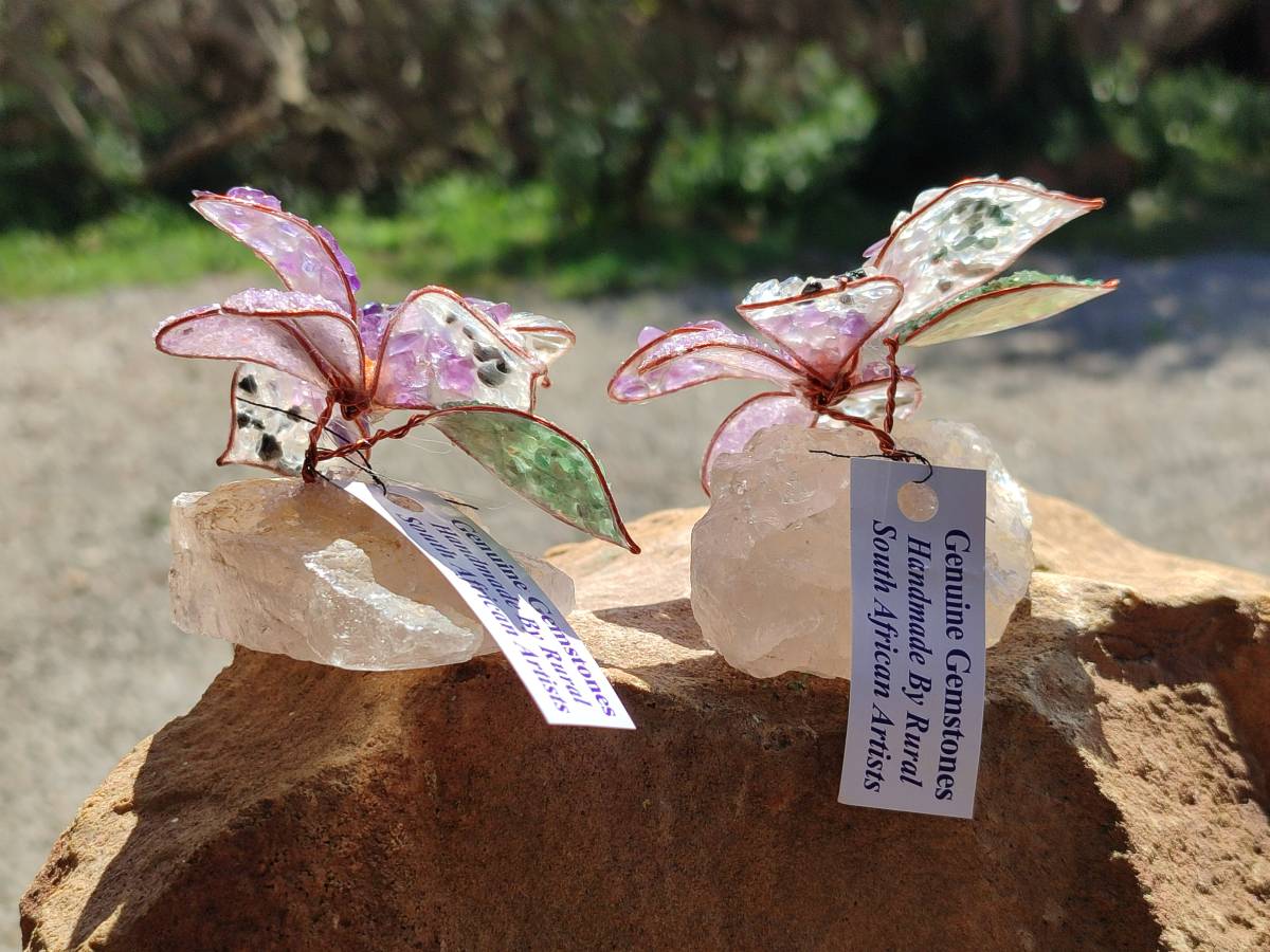 Hand Made Large Gemstone Orchid Flower - Sold Per Piece - From South Africa - Toprock Gemstones and Minerals 