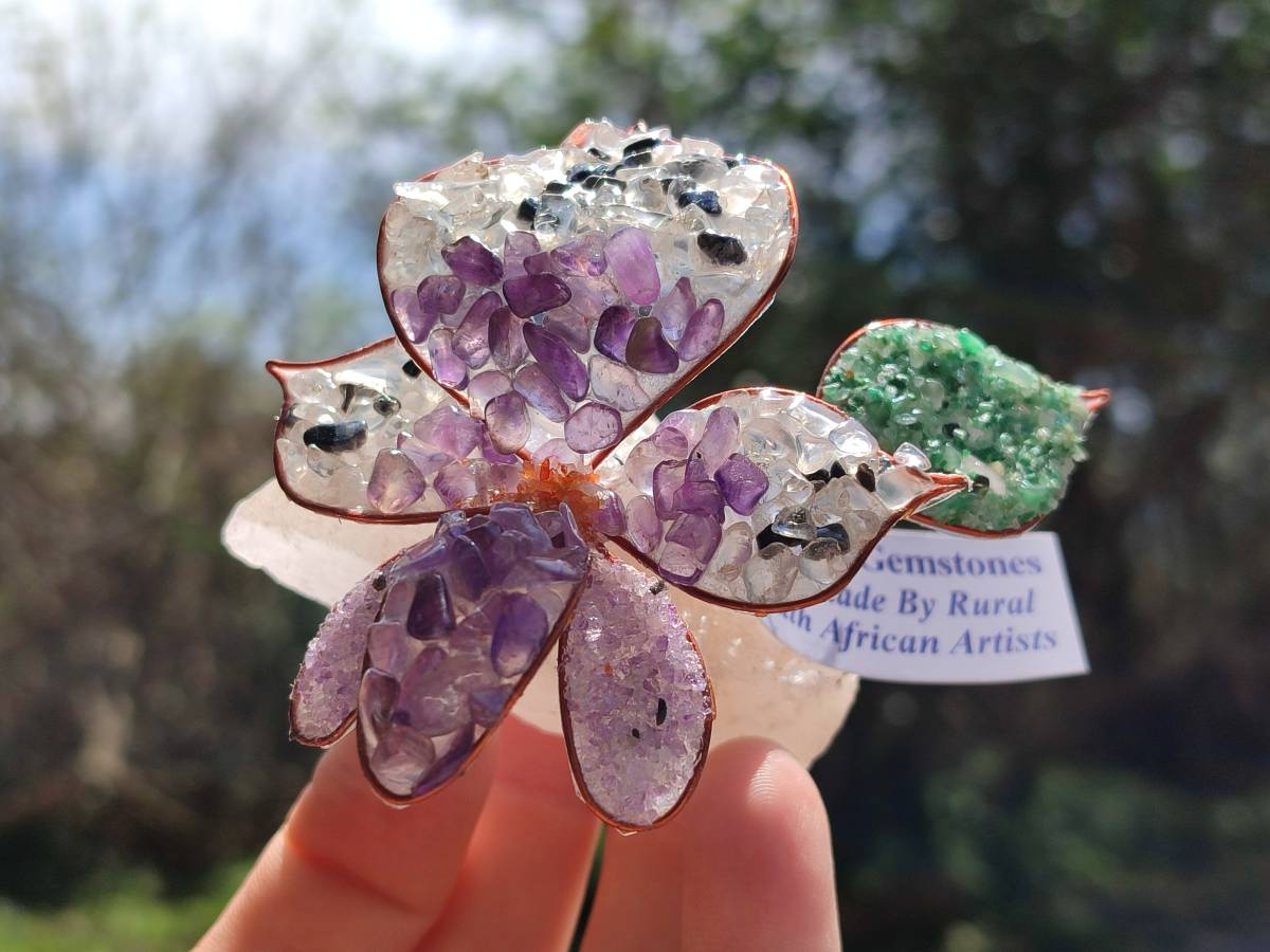 Hand Made Large Gemstone Orchid Flower - Sold Per Piece - From South Africa - Toprock Gemstones and Minerals 