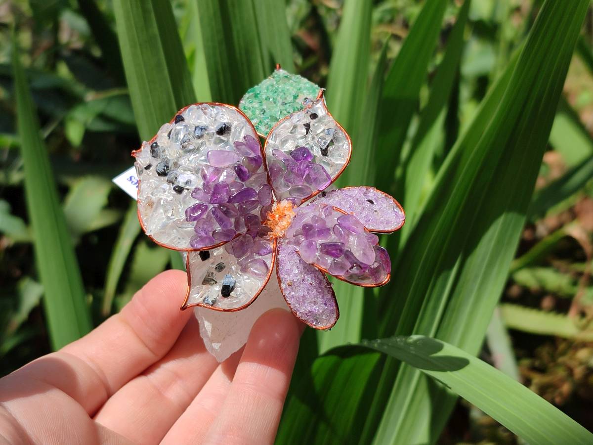 Hand Made Large Gemstone Orchid Flower - Sold Per Piece - From South Africa - Toprock Gemstones and Minerals 