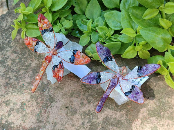 Hand Made Tumbled Stones Dragonfly Gemstones - Sold Per Item - From South Africa