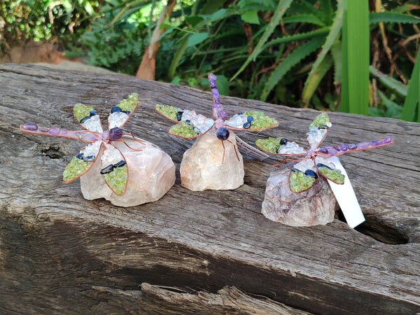 Hand Made Tumbled Stones Gemstone Dragonfly - Sold Per Item From South Africa