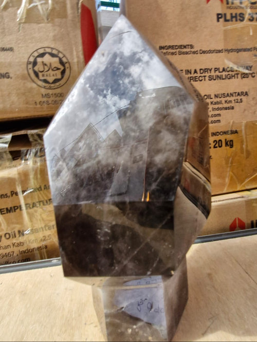 (+12 WEEKS!) Polished Large Smokey Quartz Sceptre Display Crystal x 1 From Madagascar