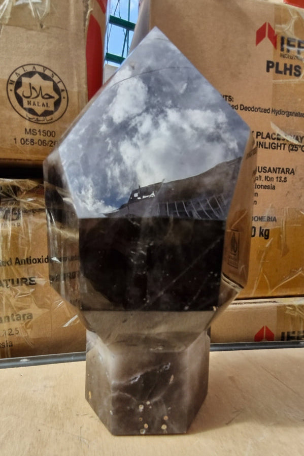 (+12 WEEKS!) Polished Large Smokey Quartz Sceptre Display Crystal x 1 From Madagascar