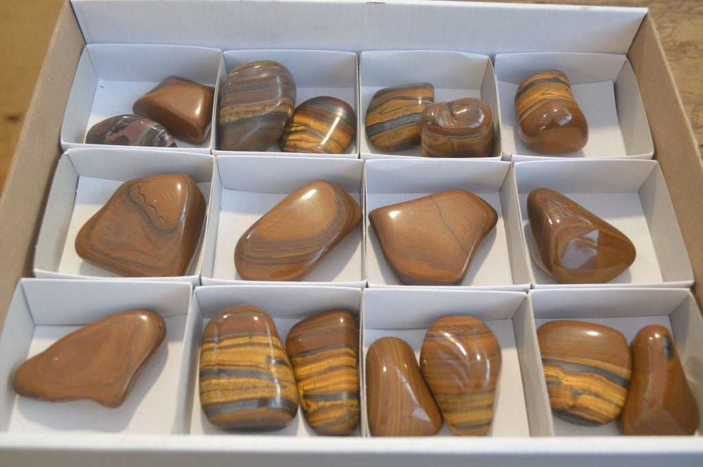 Polished Golden Tigers Eye Free Forms x 18 From Southern Africa - Toprock Gemstones and Minerals 