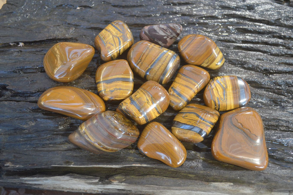 Polished Golden Tigers Eye Free Forms x 18 From Southern Africa - Toprock Gemstones and Minerals 