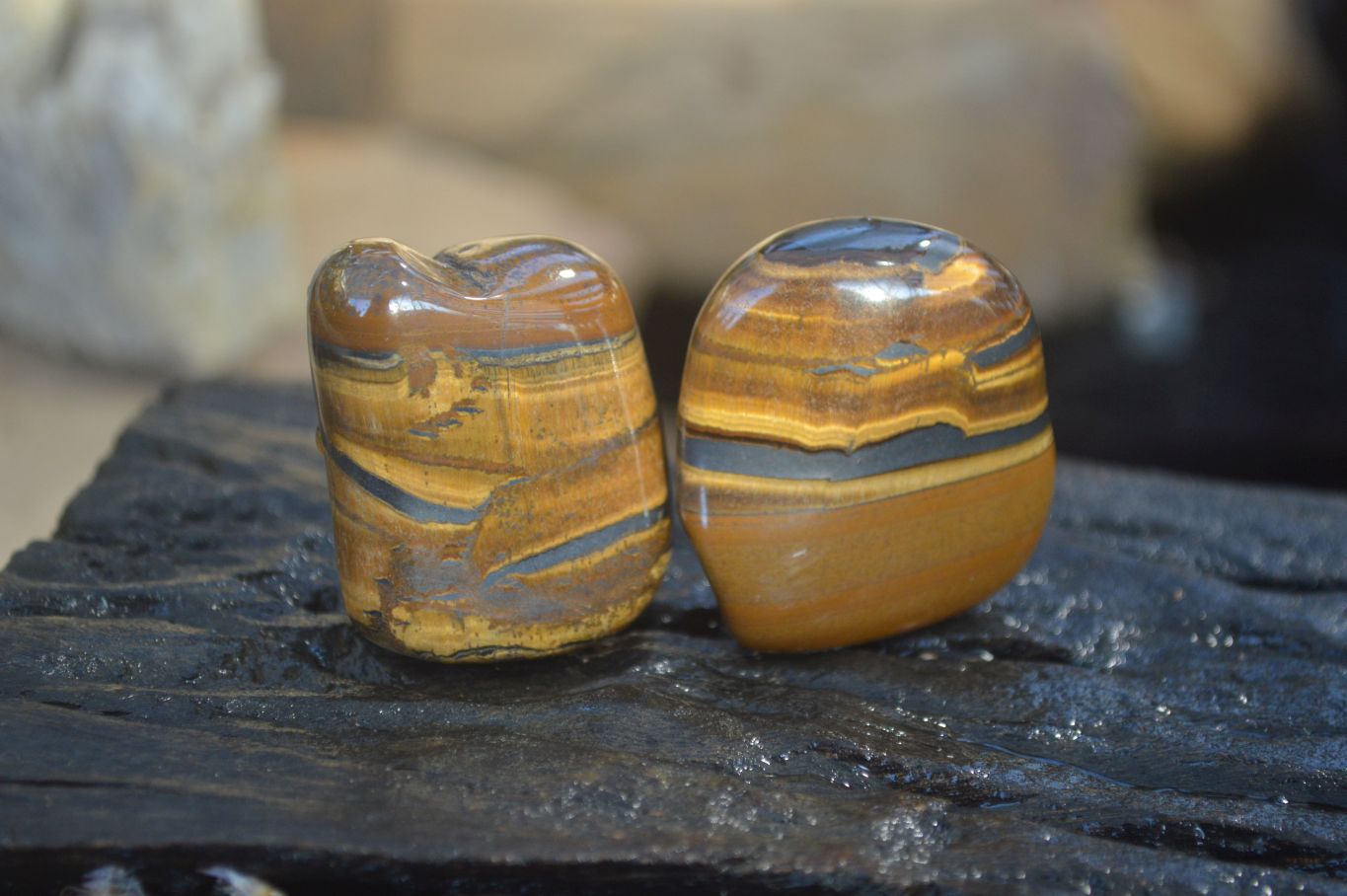Polished Golden Tigers Eye Free Forms x 18 From Southern Africa - Toprock Gemstones and Minerals 