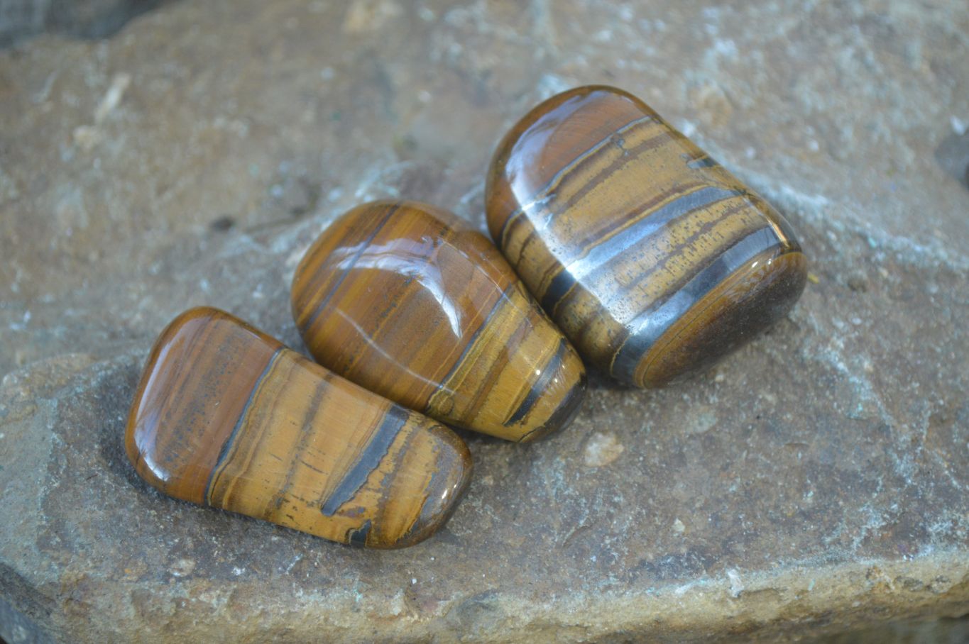 Polished Golden Tigers Eye Free Forms x 18 From Southern Africa - Toprock Gemstones and Minerals 