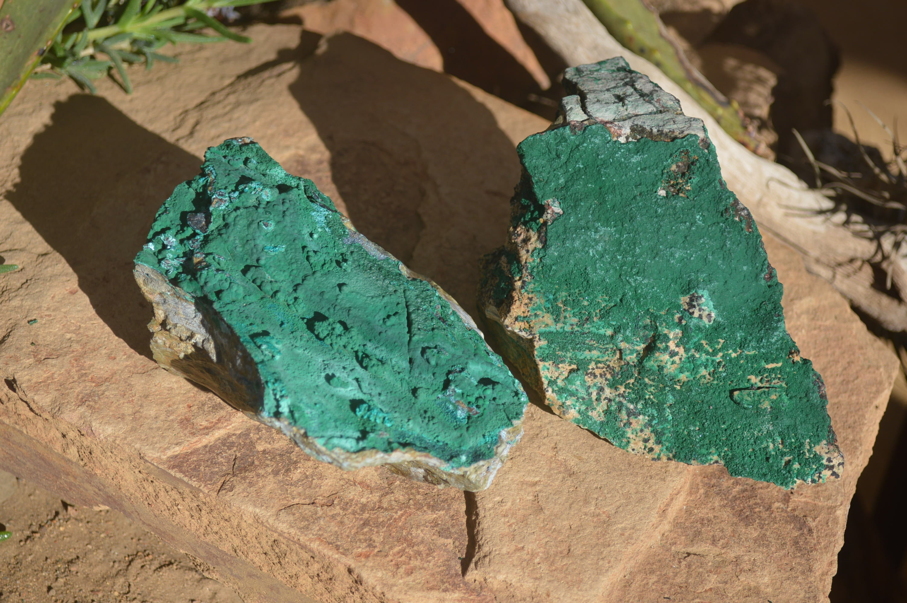 Natural Crystalline Malachite Specimens  x 2 From Congo - Toprock Gemstones and Minerals 
