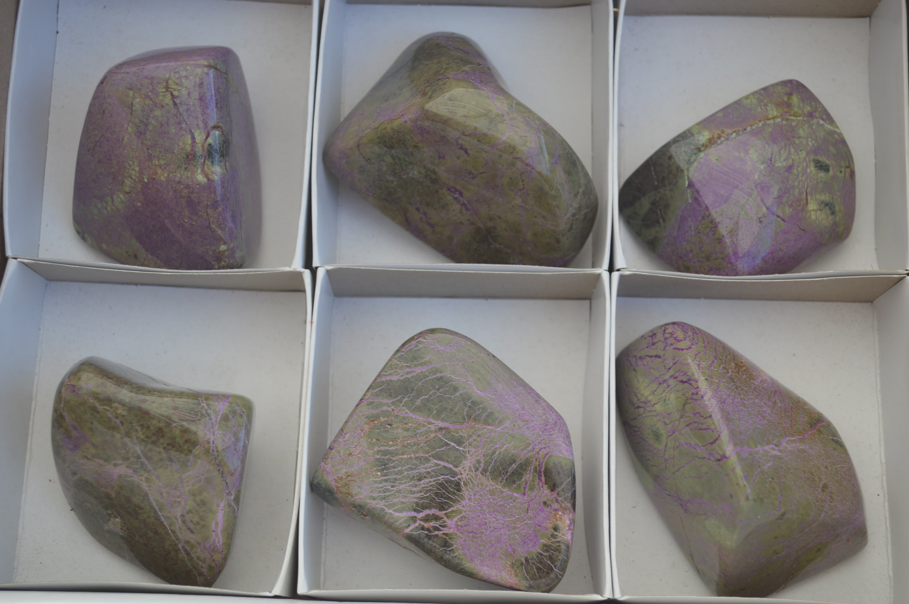 Polished Stichtite & Serpentine Standing Free Forms x 6 From Barberton, South Africa - Toprock Gemstones and Minerals 