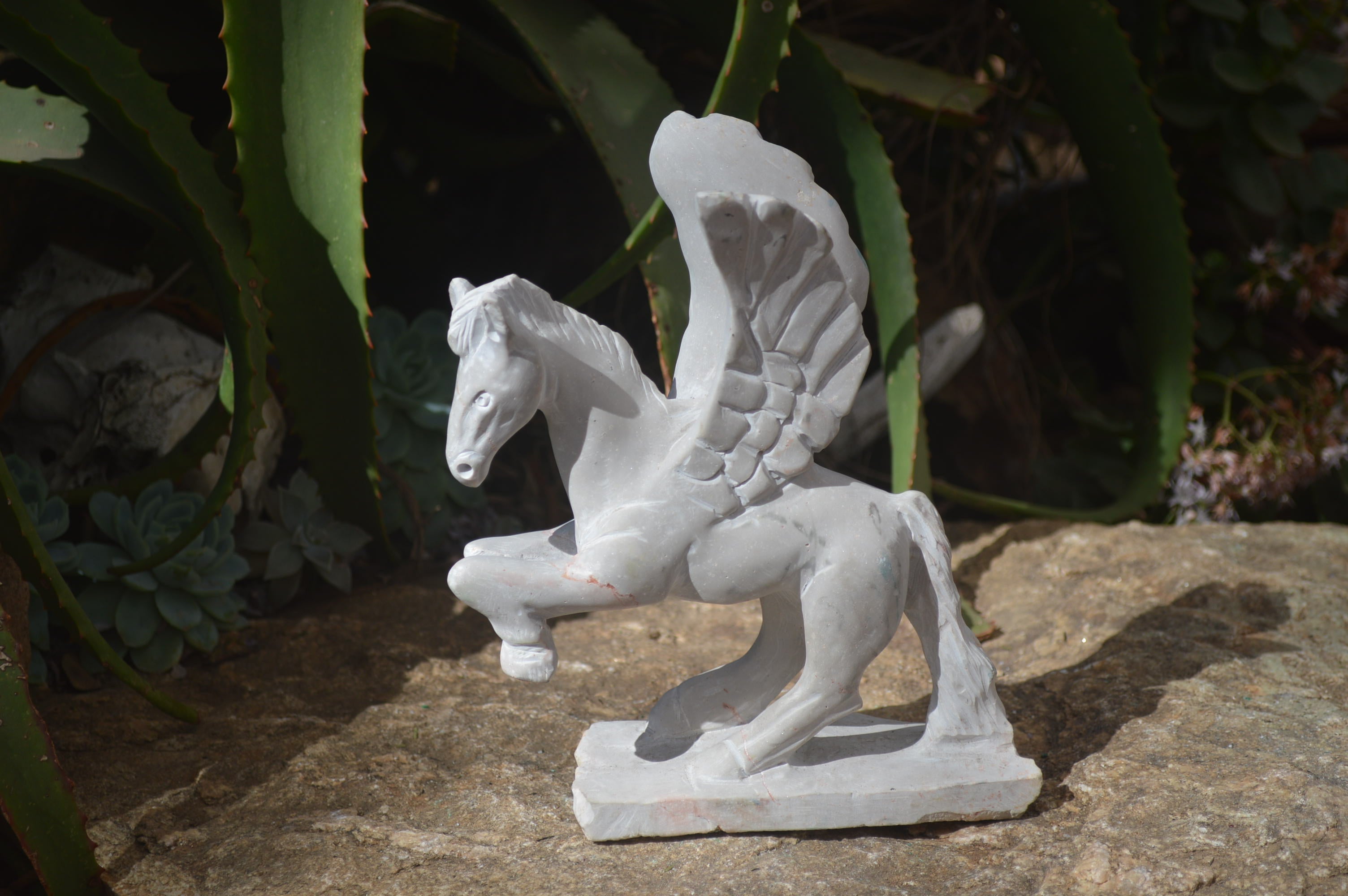 Polished White Marble Pegasus Carving x 1 From Zimbabwe - Toprock Gemstones and Minerals 
