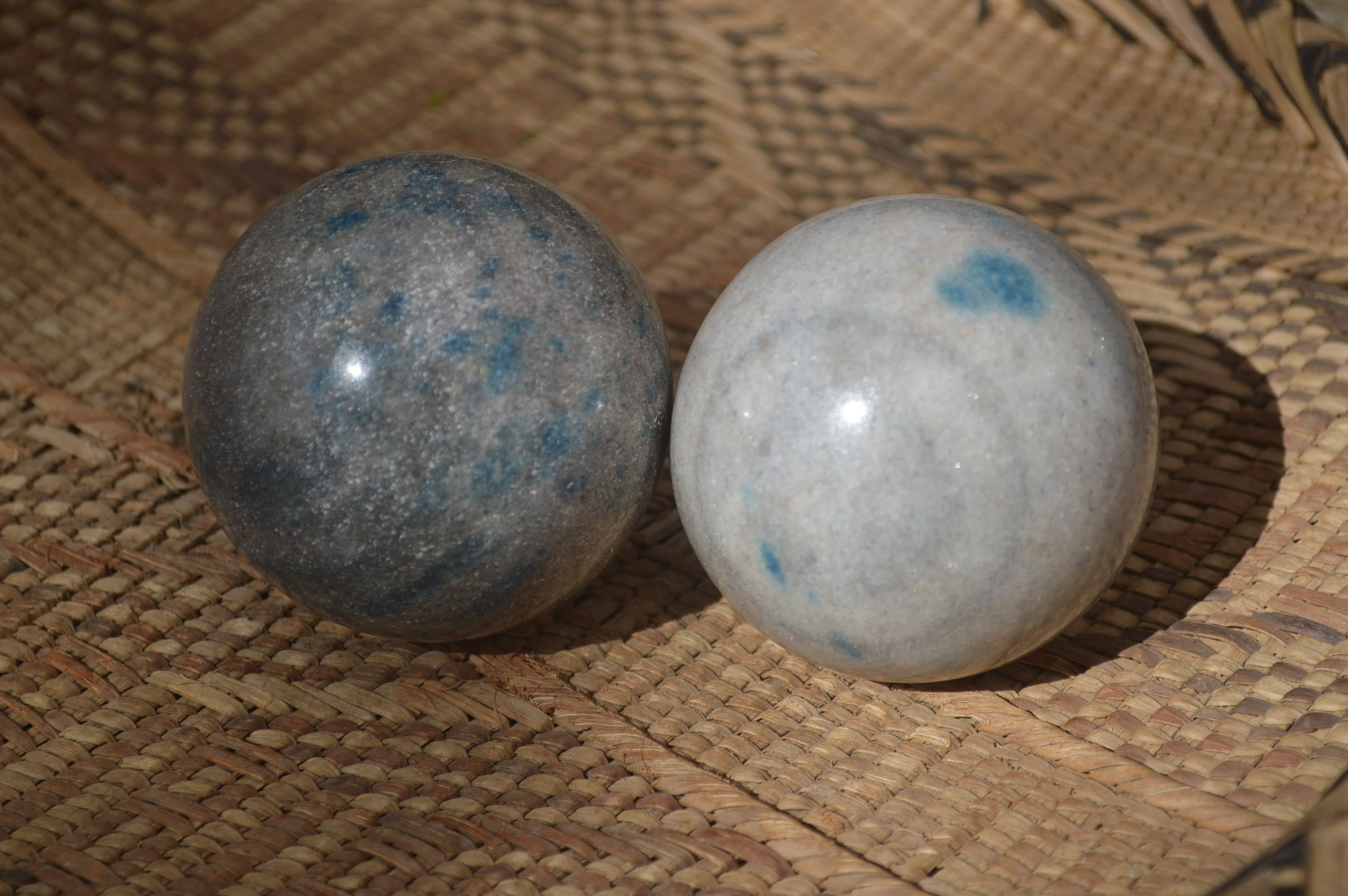 Polished Blue Spotted Spinel Quartz Spheres x 6 From Madagascar - Toprock Gemstones and Minerals 