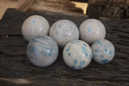 Polished Blue Spotted Spinel Quartz Spheres x 6 From Madagascar - Toprock Gemstones and Minerals 